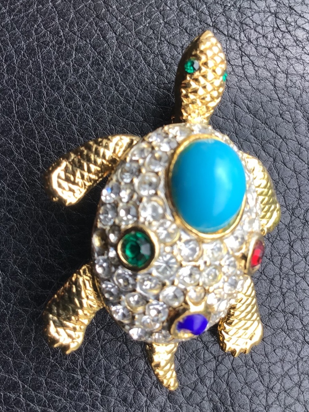 Vintage Sphinx “Jewels Of India” Turtle Brooch Pin With Multicolor Cabochons - Picture 2 of 13